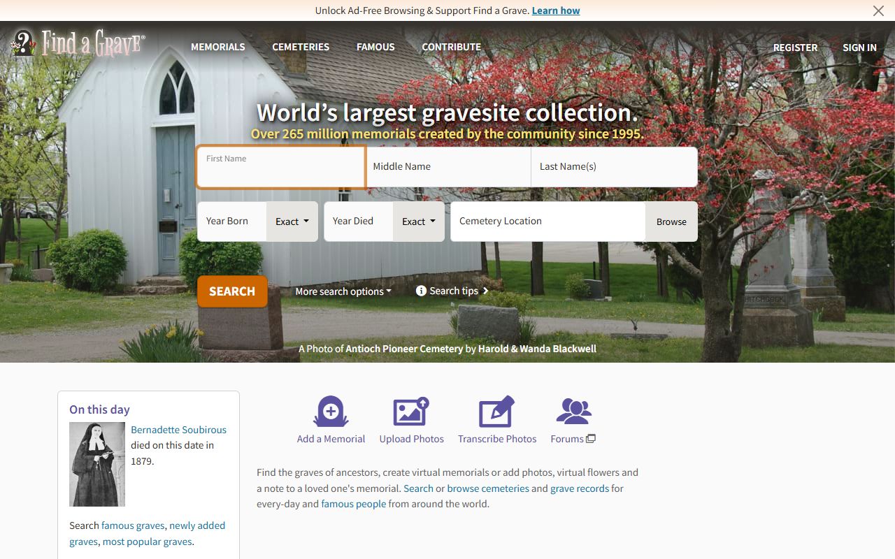 Find a Grave cemetery database for Calhoun County Arkansas