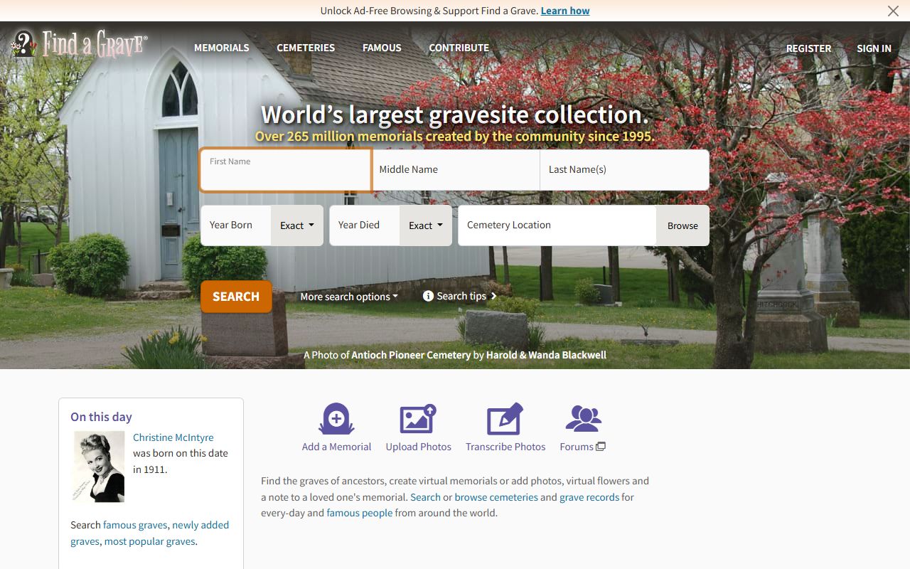 Find a Grave records for Cleveland County Arkansas cemeteries