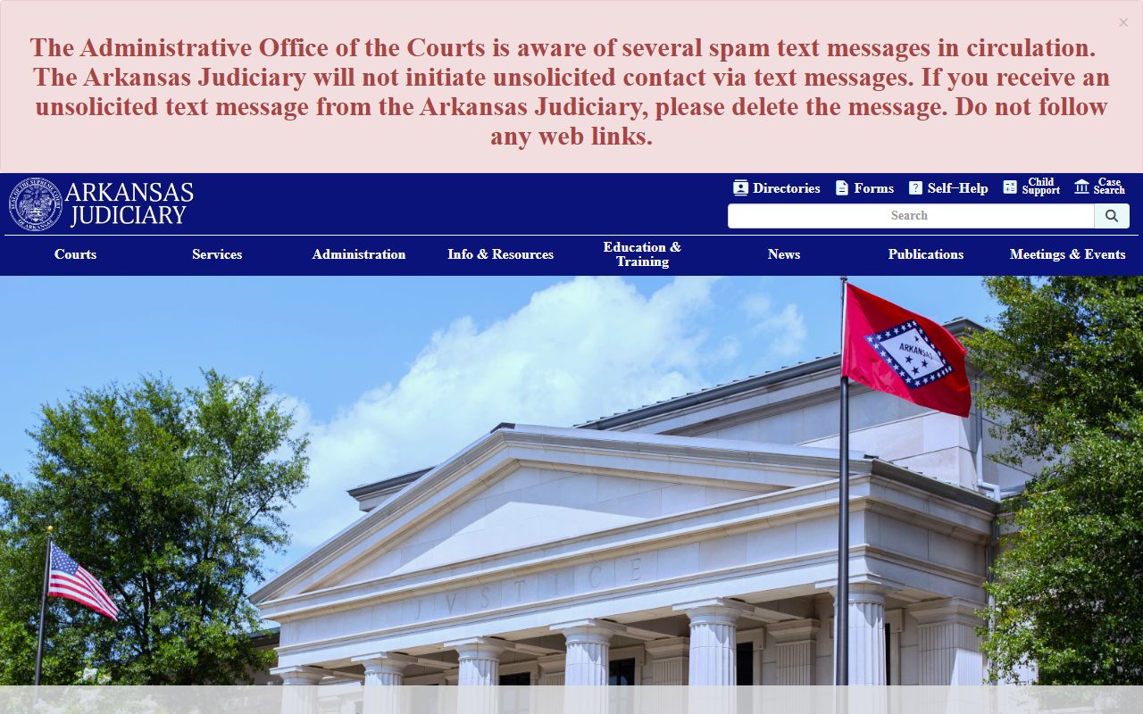 Arkansas Supreme Court website showing court administration for probate matters