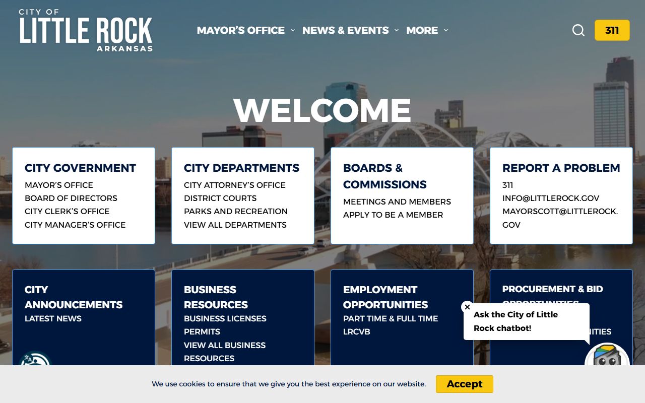 Little Rock city government website for Arkansas vital records access